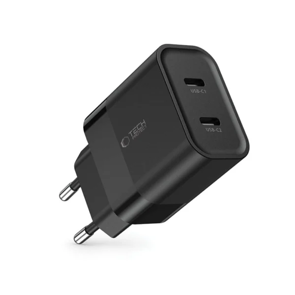 Tech-Protect C20W charger 2x USB-C PD 20W - blackeng