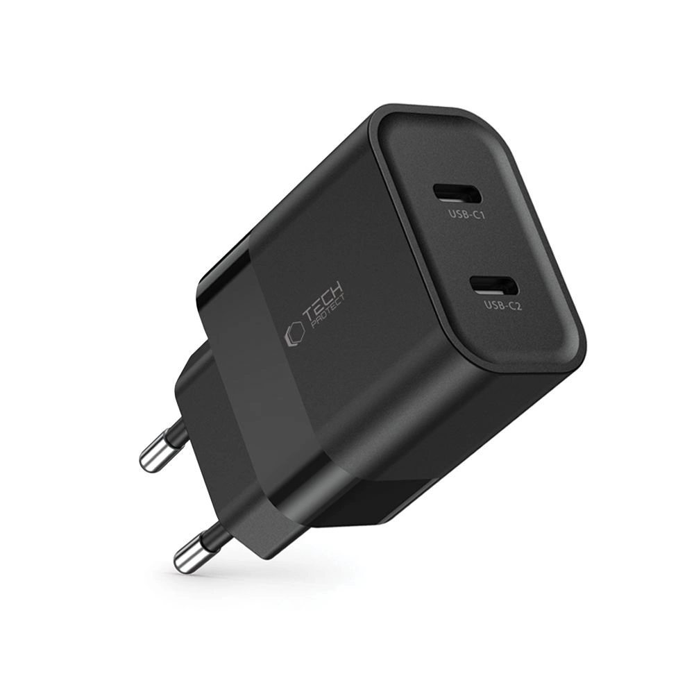 Tech-Protect C20W charger 2x USB-C PD 20W - blackeng