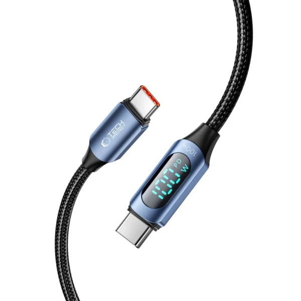 Tech-Protect UltraBoost Cable with LED Display USB-C / USB-C PD 100W 5A 1m - Blueeng