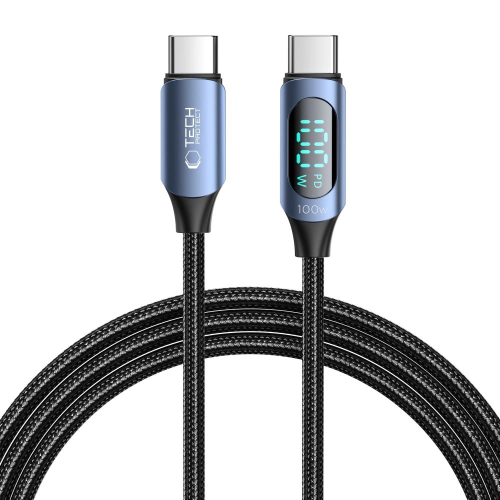 Tech-Protect UltraBoost Cable with LED Display USB-C / USB-C PD 100W 5A 2m - Blueeng