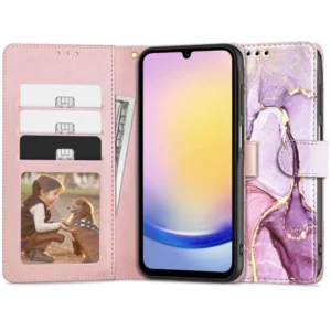 Tech-Protect Wallet Case for Samsung Galaxy A25 5G - Pink Marbleeng