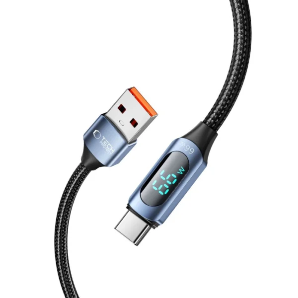 Tech-Protect UltraBoost Cable with LED Display USB-C / USB-A 66W 6A 1m - Blueeng