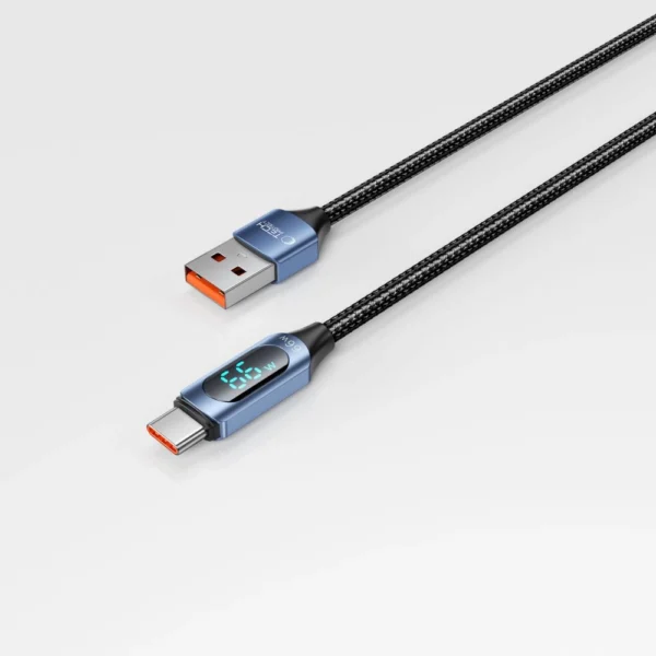 Tech-Protect UltraBoost Cable with LED Display USB-C / USB-A 66W 6A 1m - Blueeng