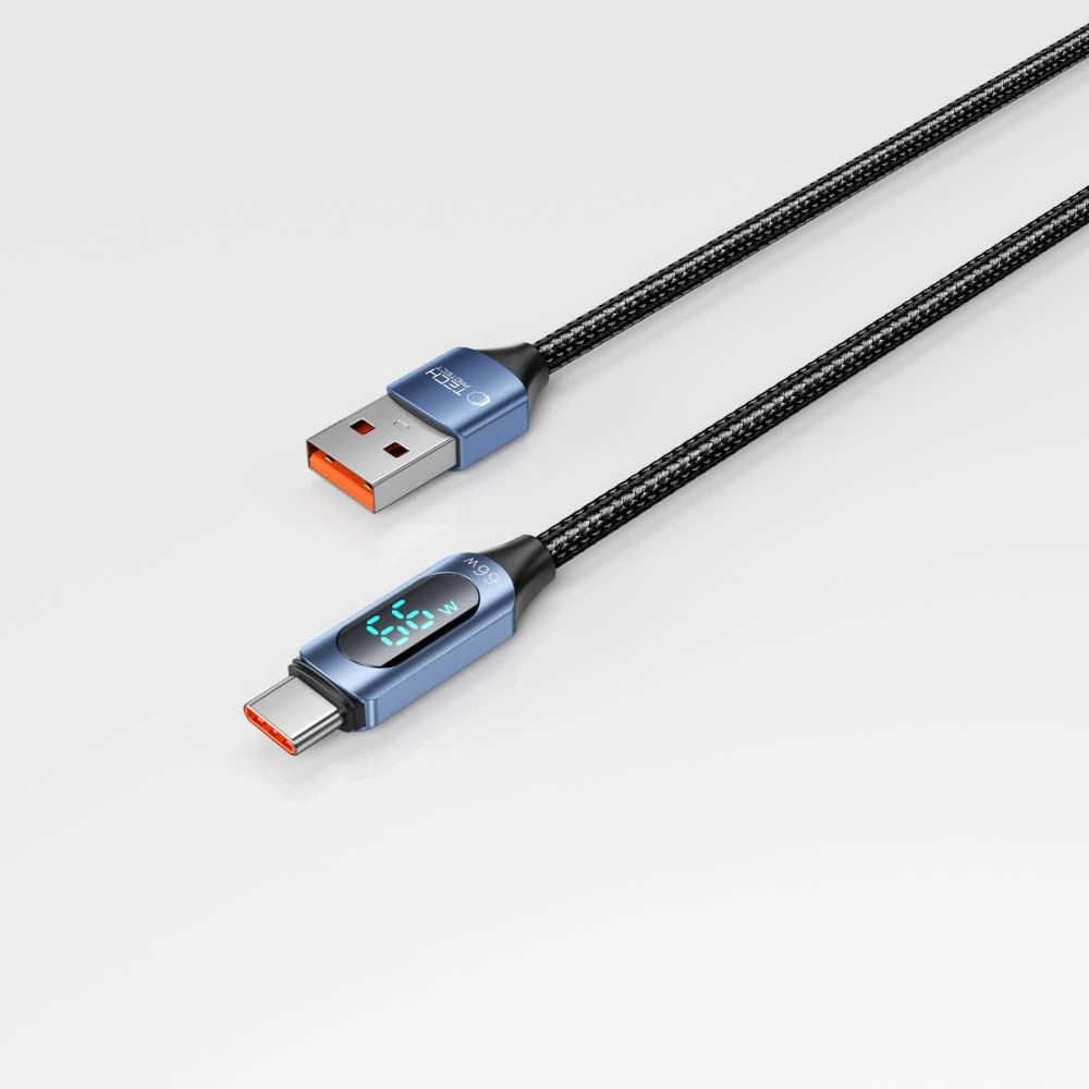 Tech-Protect UltraBoost Cable with LED Display USB-C / USB-A 66W 6A 1m - Blueeng