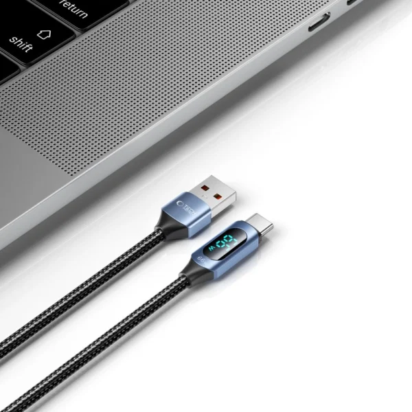 Tech-Protect UltraBoost Cable with LED Display USB-C / USB-A 66W 6A 1m - Blueeng