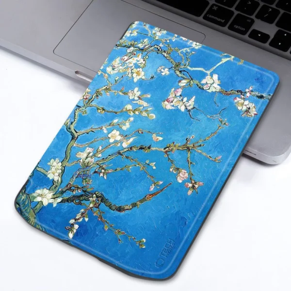 Tech-Protect SmartCase for PocketBook Verse / Verse Pro - Blue with Sakura Flowerseng