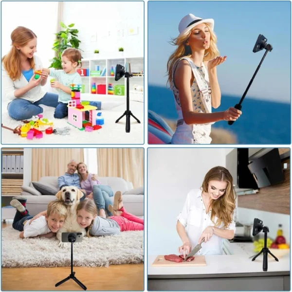 Tech-Protect L06S Bluetooth magnetic selfie stick with MagSafe, remote control, tripod up to 82cm and 360 head - blackeng