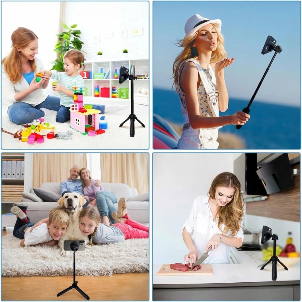 Tech-Protect L06S Bluetooth magnetic selfie stick with MagSafe, remote control, tripod up to 82cm and 360 head - blackeng