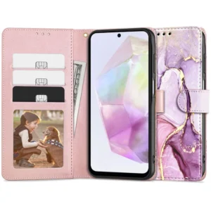 Tech-Protect Wallet Case for Samsung Galaxy A35 5G - Pink Marbleeng