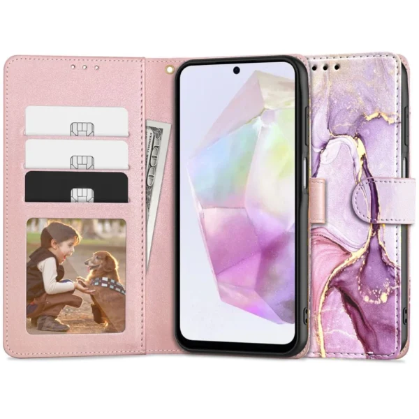 Tech-Protect Wallet Case for Samsung Galaxy A35 5G - Pink Marbleeng