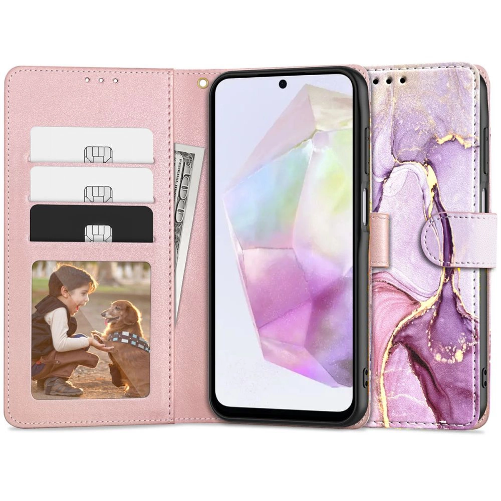 Tech-Protect Wallet Case for Samsung Galaxy A35 5G - Pink Marbleeng
