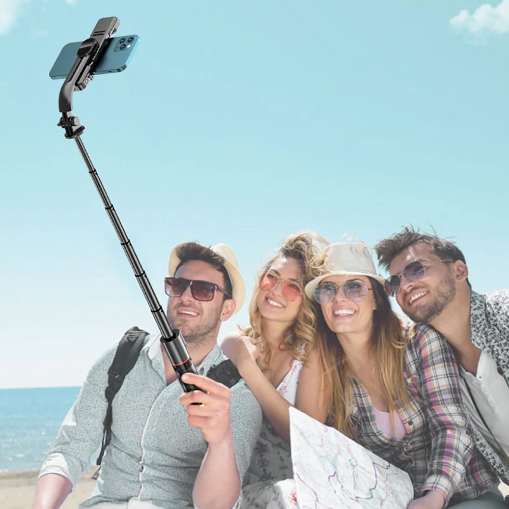 Tech-Protect L05S Bluetooth Selfie Stick with Tripod up to 105cm with LED Light - Blackeng
