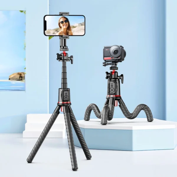 Tech-Protect L07S Bluetooth Selfie Stick with Flexible Tripod up to 54cm and 360 Head - Blackeng