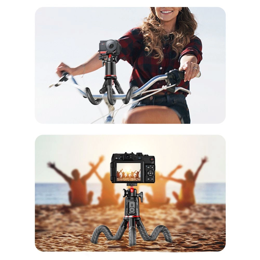 Tech-Protect L07S Bluetooth Selfie Stick with Flexible Tripod up to 54cm and 360 Head - Blackeng