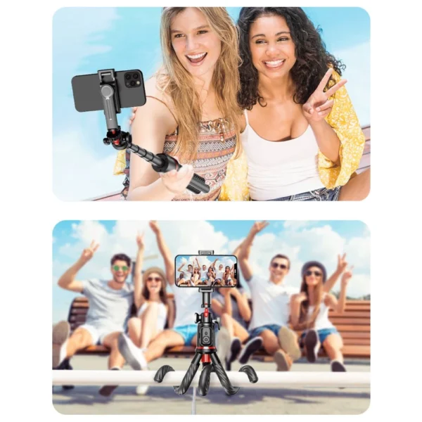 Tech-Protect L07S Bluetooth Selfie Stick with Flexible Tripod up to 54cm and 360 Head - Blackeng