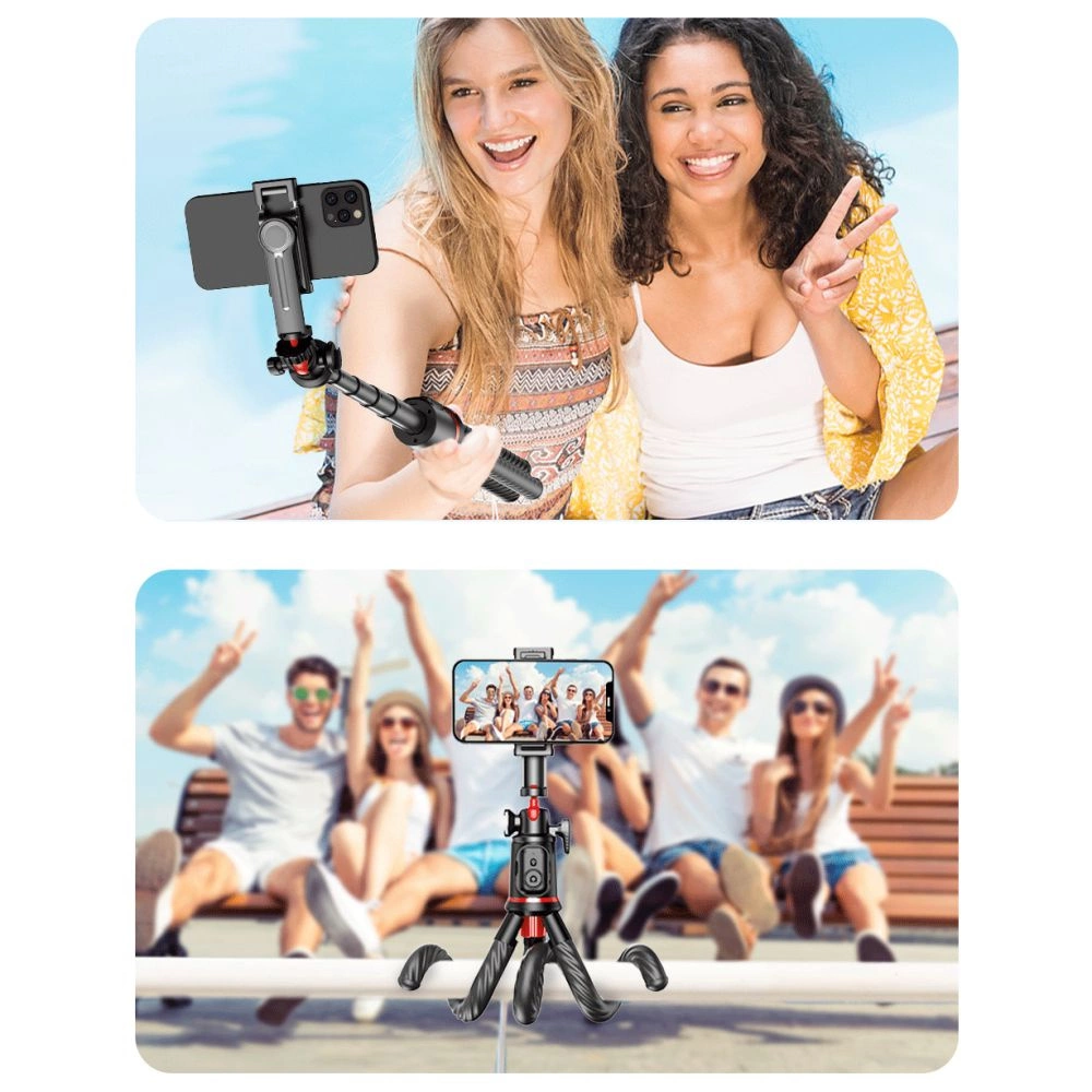 Tech-Protect L07S Bluetooth Selfie Stick with Flexible Tripod up to 54cm and 360 Head - Blackeng