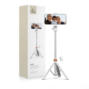 Tech-Protect L03S Bluetooth selfie stick with remote control, tripod up to 148cm and 180 head - whiteeng