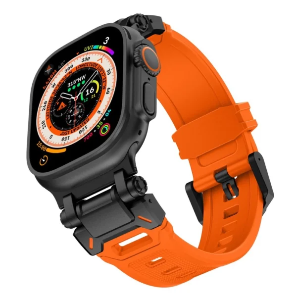 Tech-Protect Delta Pro Strap for Apple Watch 4 / 5 / 6 / 7 / 8 / 9 / SE / Ultra 1 / 2 (42/44/45/49 mm) - Orange-Blackeng