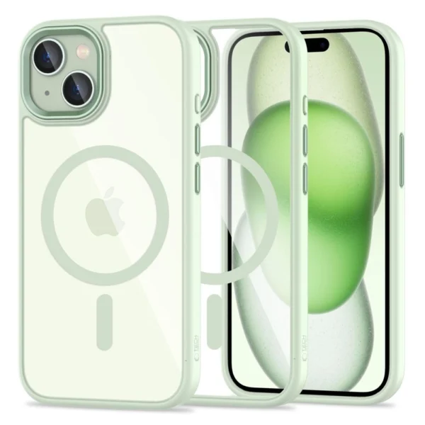 Tech-Protect MagMat MagSafe iPhone 15 Case - Clear Greeneng