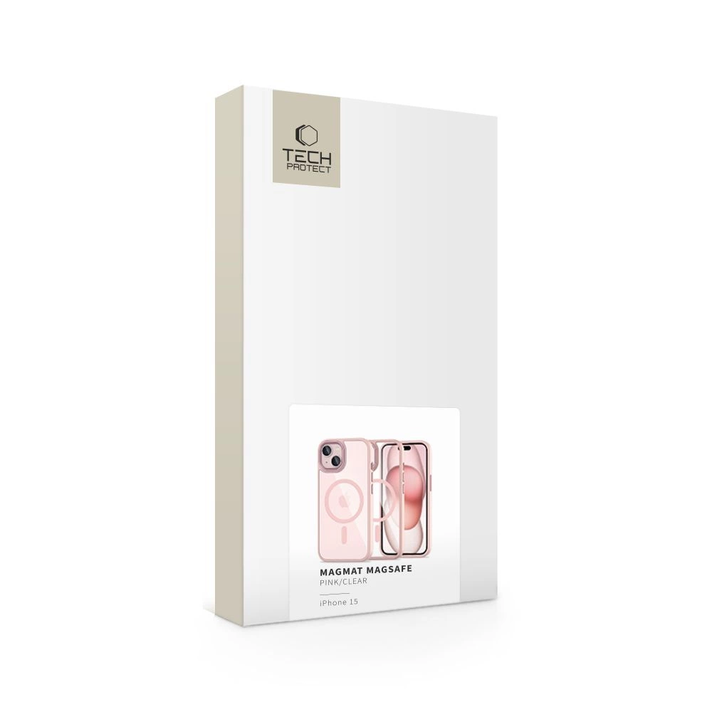 Tech-Protect MagMat MagSafe iPhone 15 Case - Clear Pinkeng