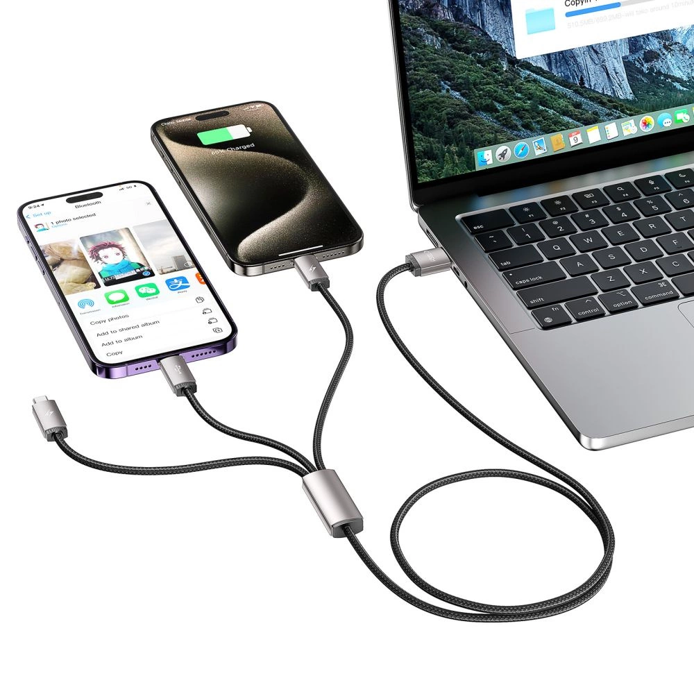 Tech-Protect UltraBoost 3in1 USB-A - Lightning / USB-C / micro USB 3.5A cable 1m - grayeng