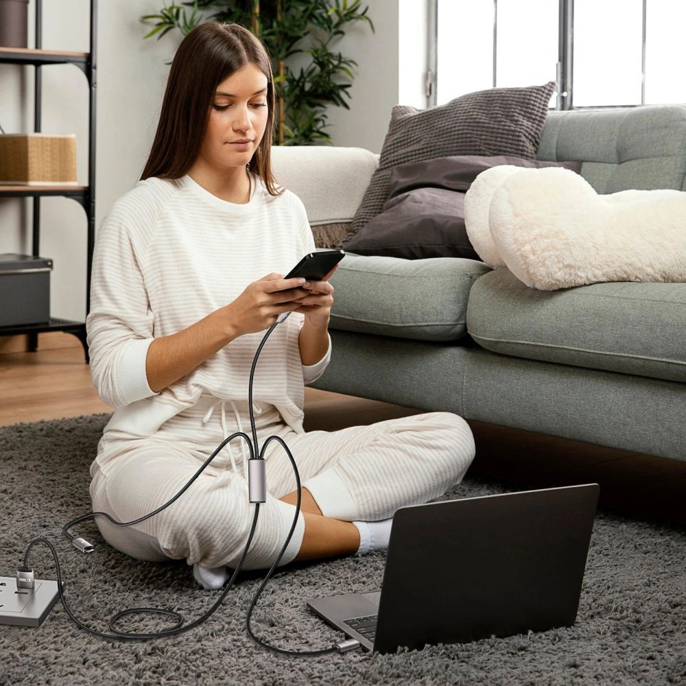 Tech-Protect UltraBoost 3in1 USB-A - Lightning / USB-C / micro USB 3.5A cable 1m - grayeng