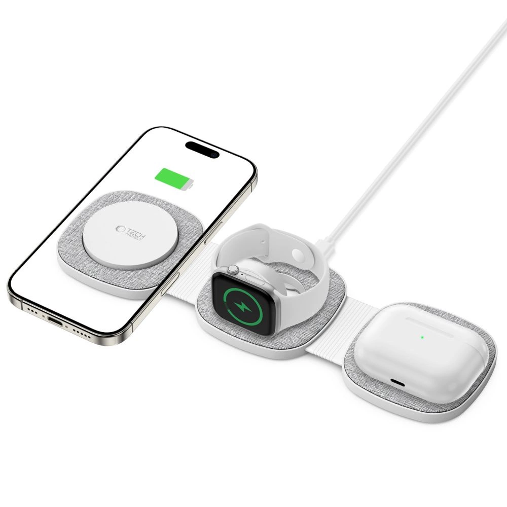 Tech-Protect QI15W-A32 3-in-1 Inductive Charger with MagSafe for Smartphone / Apple Watch / AirPods - Grayeng