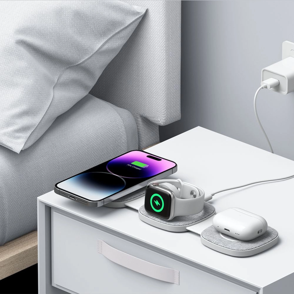 Tech-Protect QI15W-A32 3-in-1 Inductive Charger with MagSafe for Smartphone / Apple Watch / AirPods - Grayeng