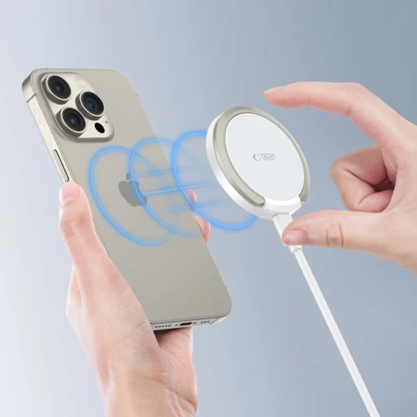 Tech-Protect QI15W-A33 Inductive Charger with MagSafe and Stand with USB-A / USB-C Cable - Whiteeng