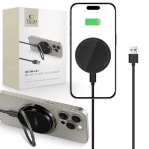 Tech-Protect QI15W-A33 Inductive Charger with MagSafe and Stand with USB-A / USB-C Cable - Blackeng