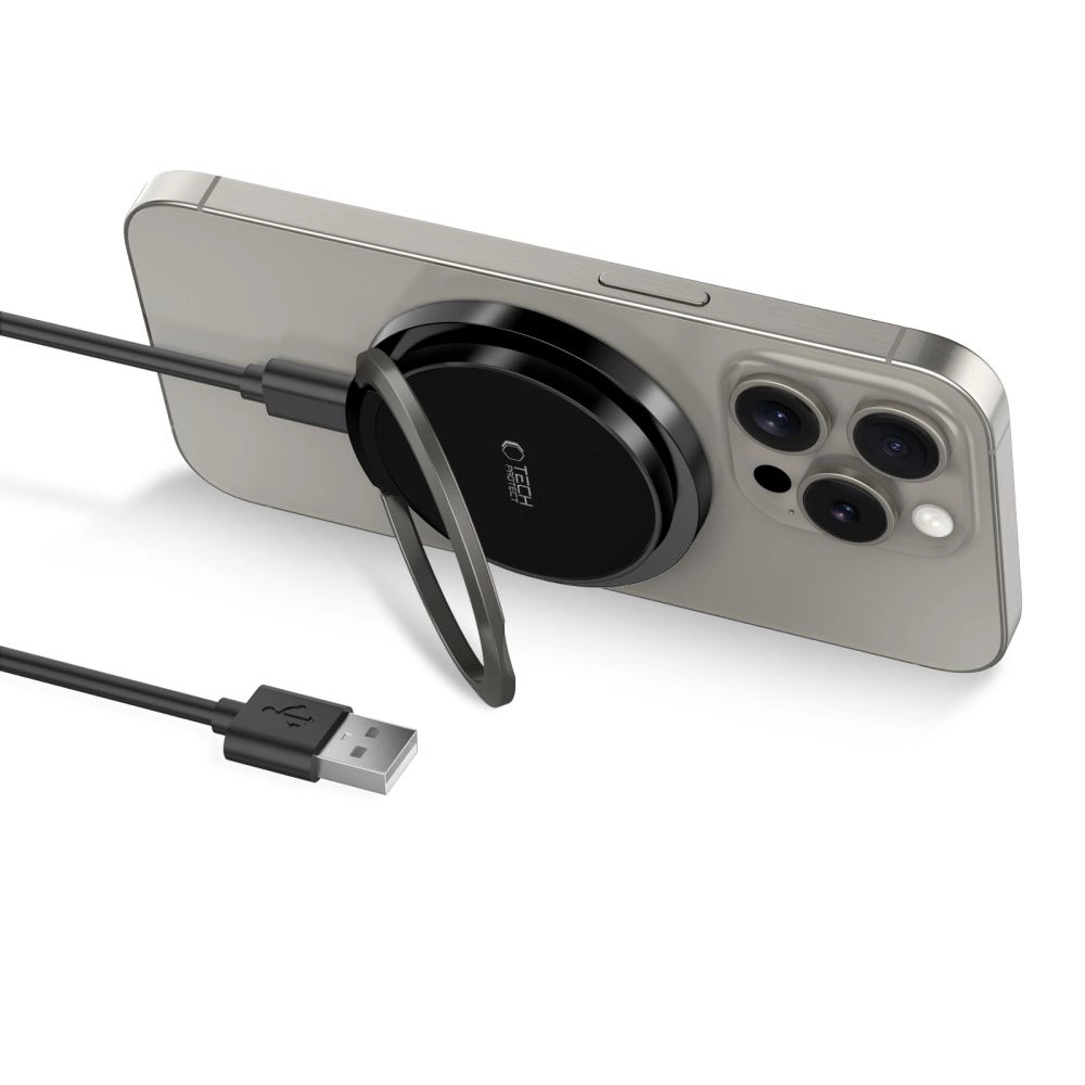 Tech-Protect QI15W-A33 Inductive Charger with MagSafe and Stand with USB-A / USB-C Cable - Blackeng