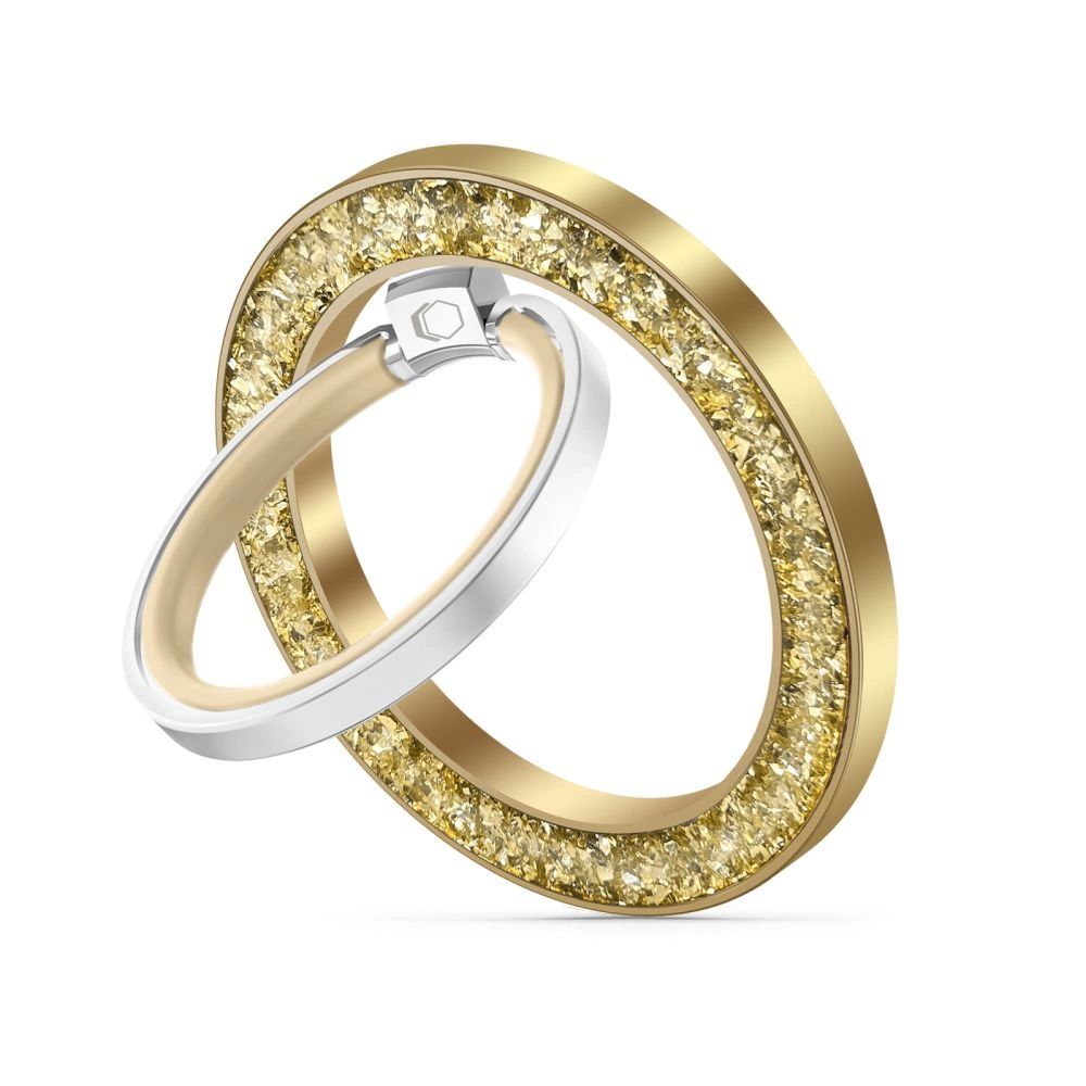 Tech-Protect MMR200 magnetic holder / ring with MagSafe - gold with crystalseng