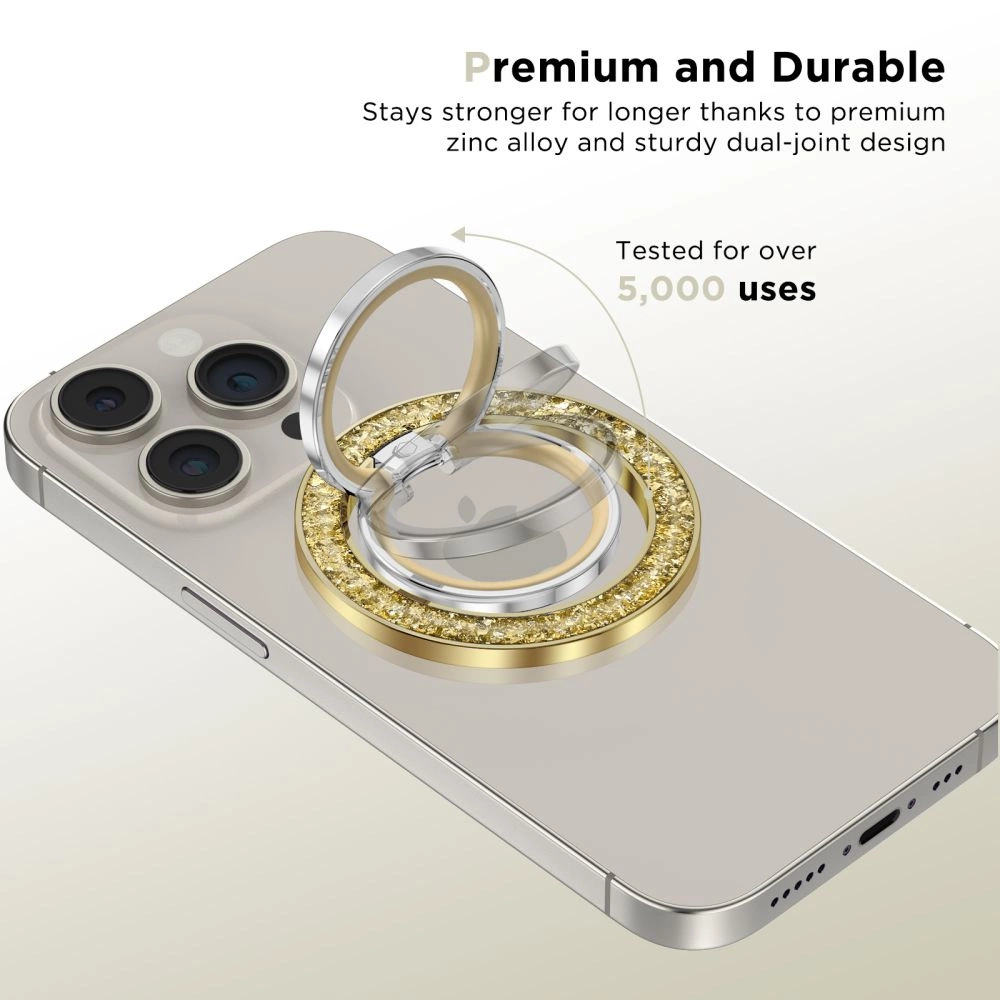 Tech-Protect MMR200 magnetic holder / ring with MagSafe - gold with crystalseng
