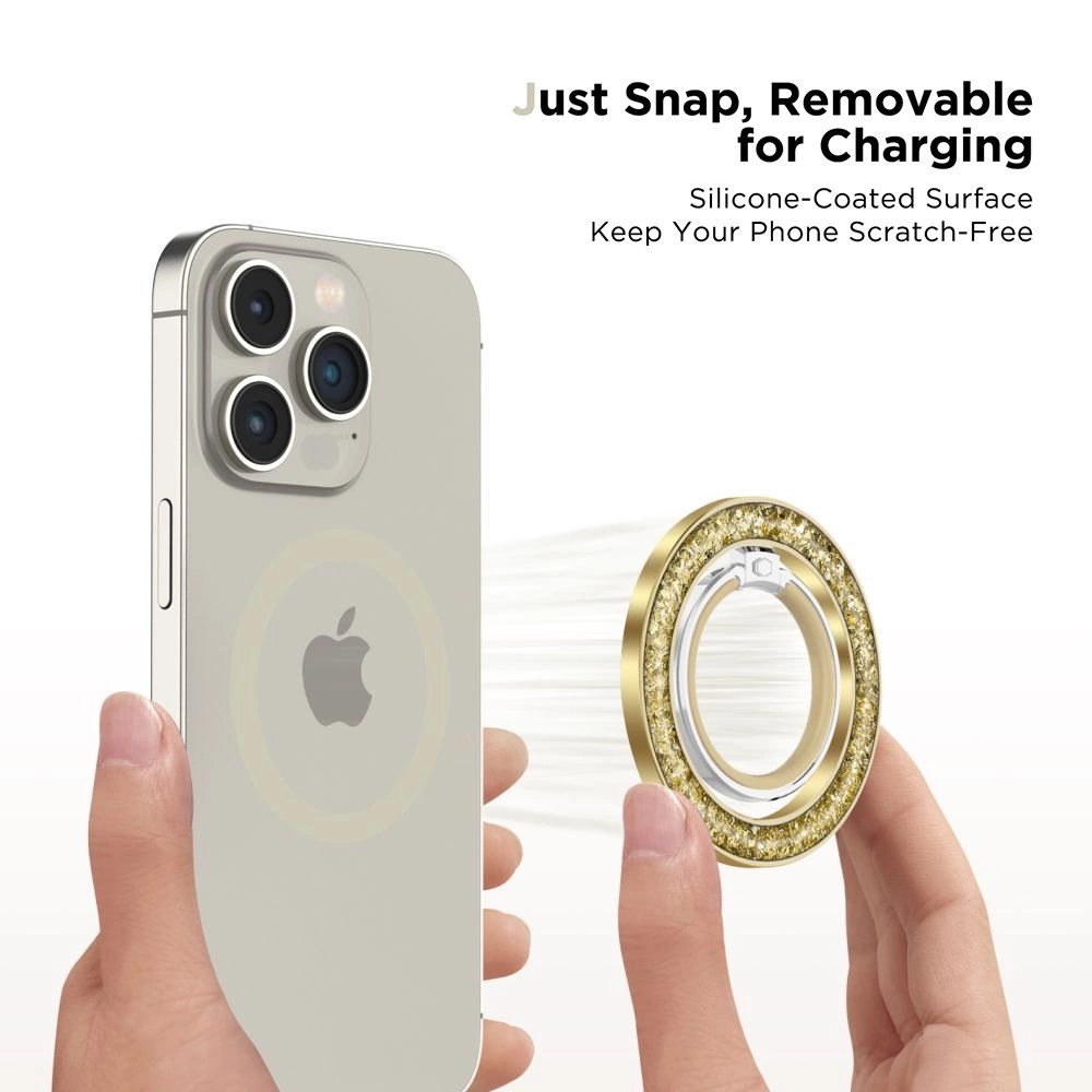 Tech-Protect MMR200 magnetic holder / ring with MagSafe - gold with crystalseng