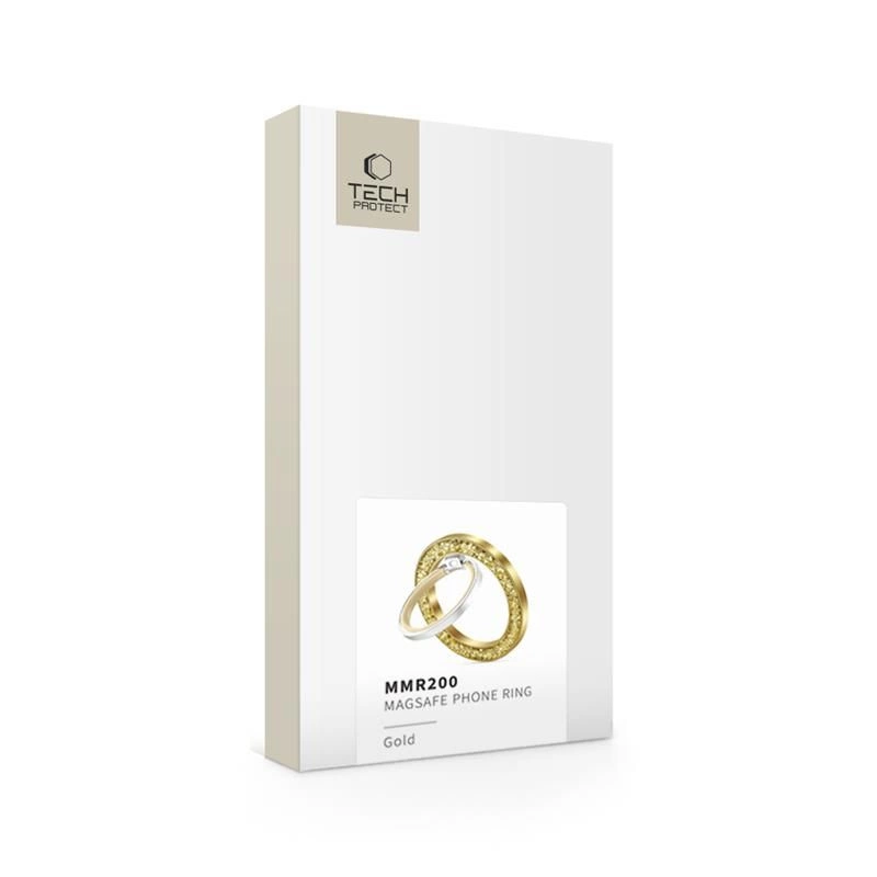 Tech-Protect MMR200 magnetic holder / ring with MagSafe - gold with crystalseng