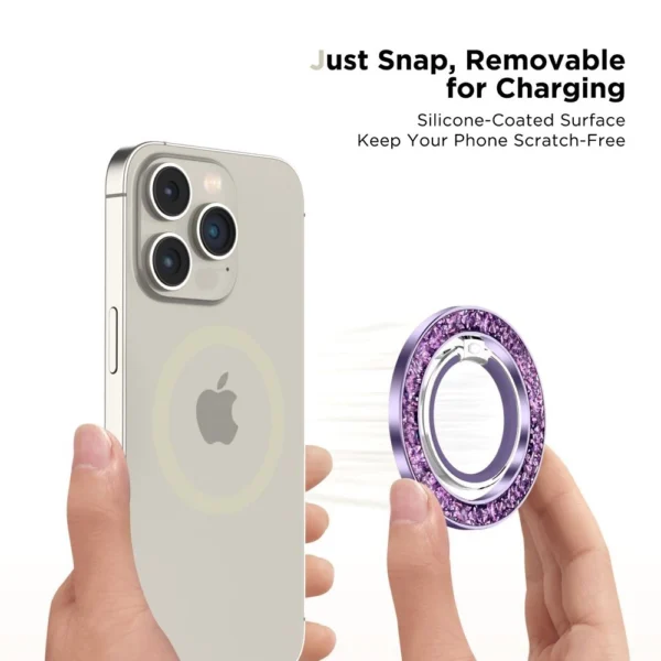 Tech-Protect MMR200 magnetic holder / ring with MagSafe - purple with crystalseng
