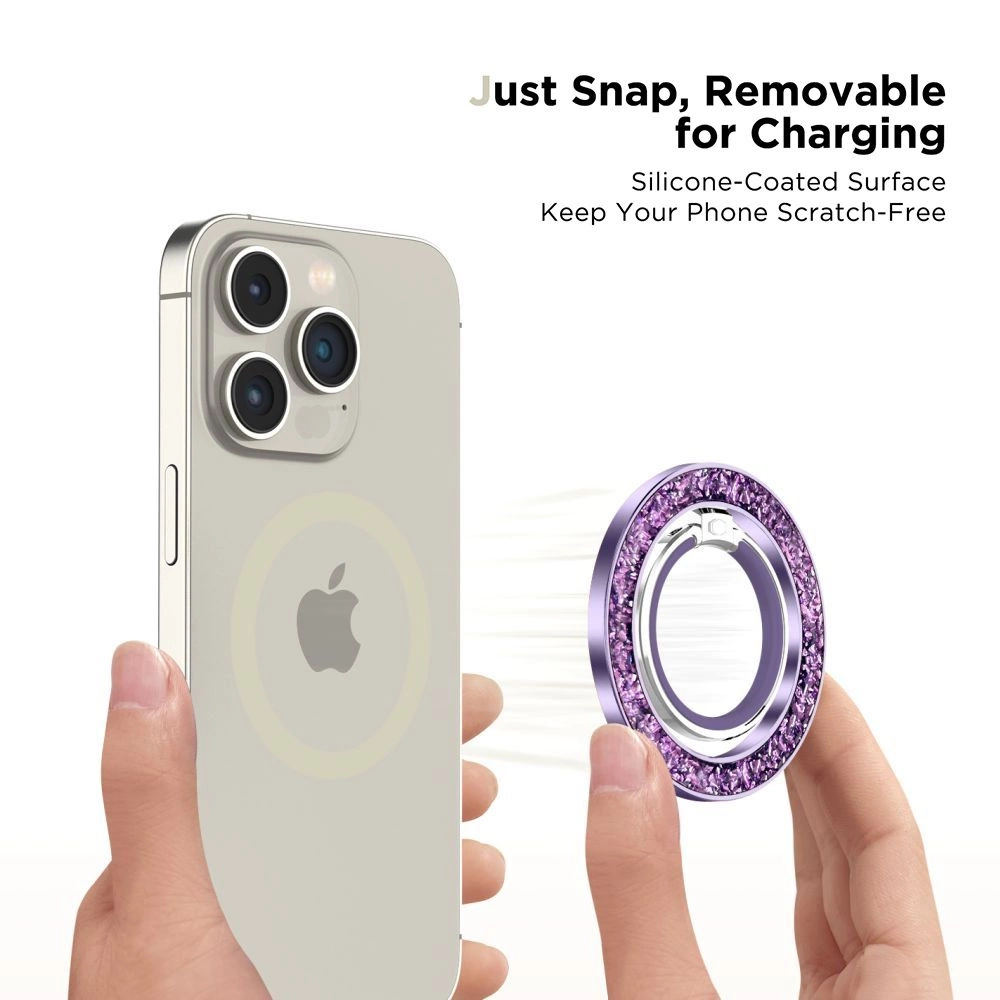Tech-Protect MMR200 magnetic holder / ring with MagSafe - purple with crystalseng