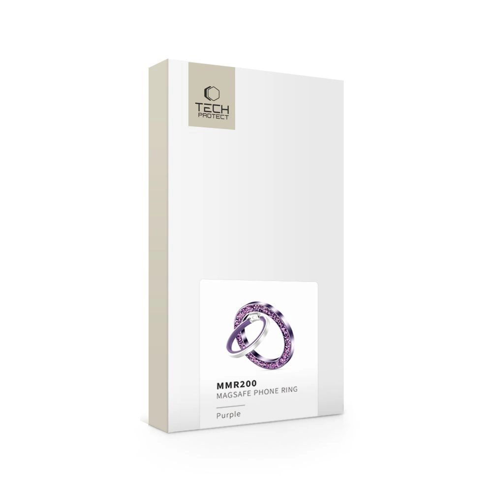 Tech-Protect MMR200 magnetic holder / ring with MagSafe - purple with crystalseng