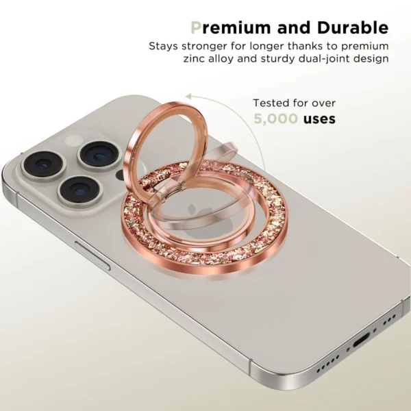 Tech-Protect MMR200 magnetic holder / ring with MagSafe - pink with crystalseng
