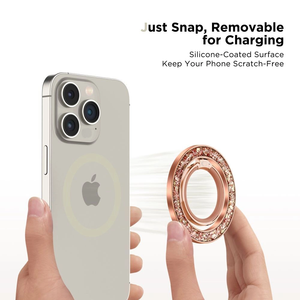 Tech-Protect MMR200 magnetic holder / ring with MagSafe - pink with crystalseng