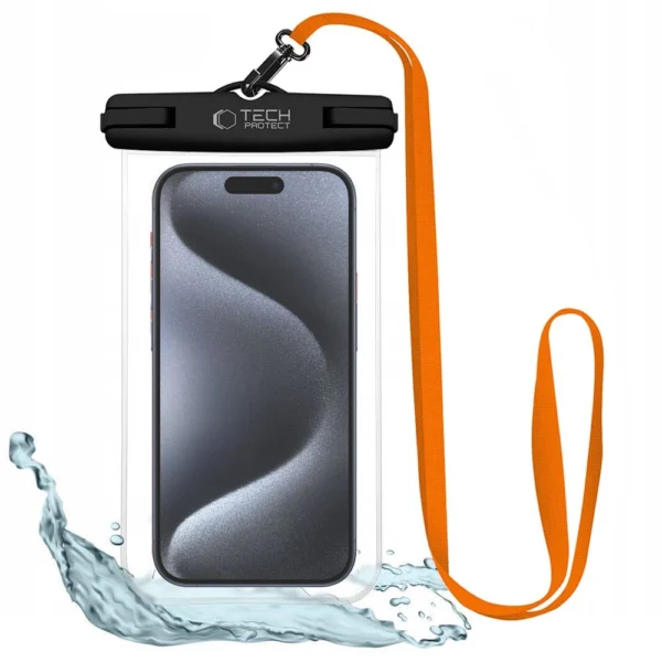 Tech-Protect Waterproof Case UWC7 waterproof for devices up to 6.9" - black and orangeeng