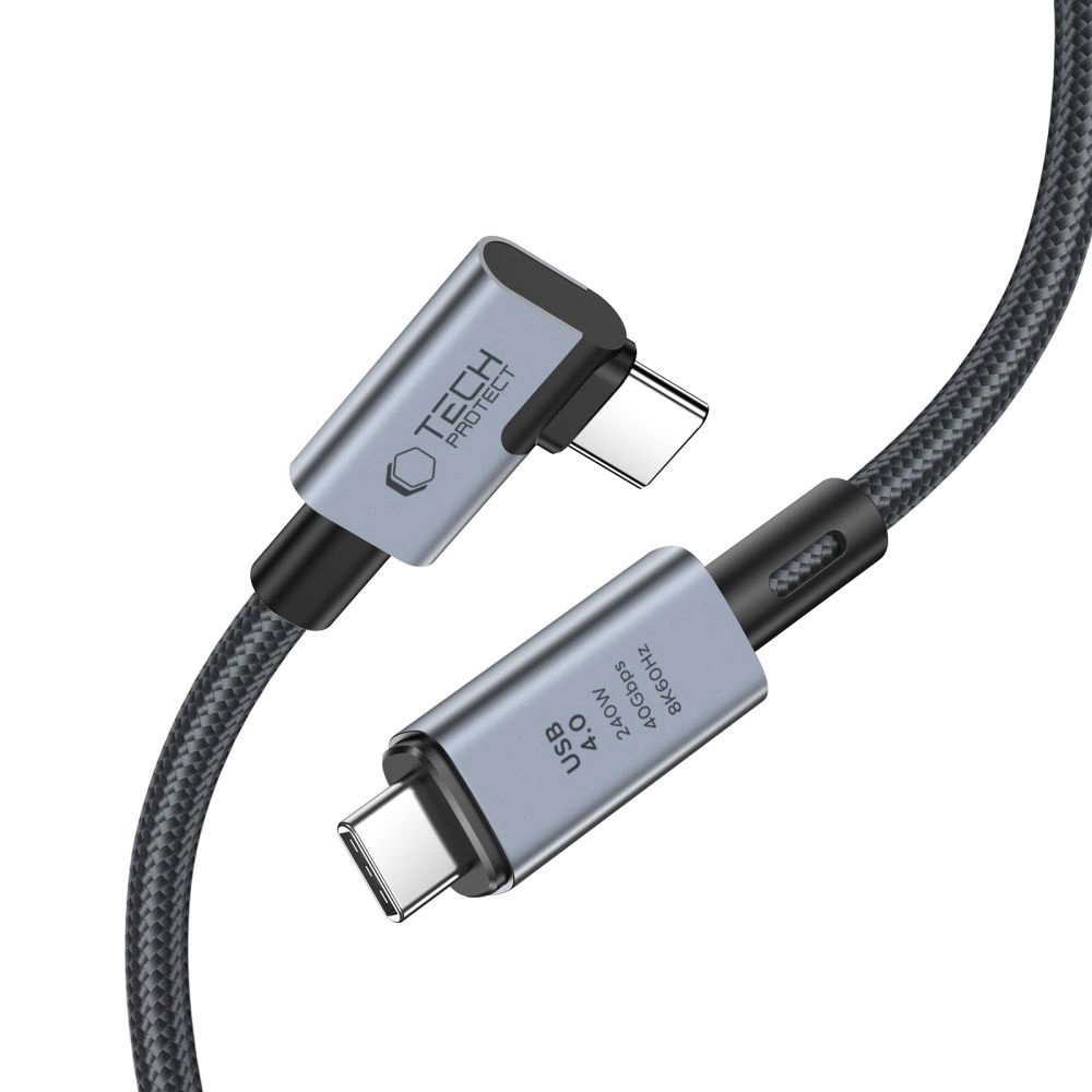 Tech-Protect UltraBoost Max L USB-C 4.0 (straight) / USB-C 4.0 (angled) PD 240W 8K 40Gbps 1.5m Cable - Grayeng