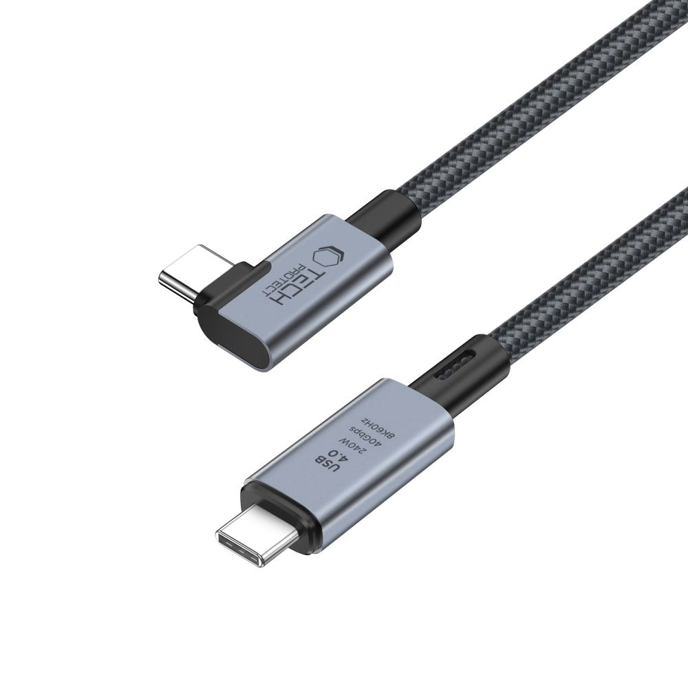Tech-Protect UltraBoost Max L USB-C 4.0 (straight) / USB-C 4.0 (angled) PD 240W 8K 40Gbps 1.5m Cable - Grayeng