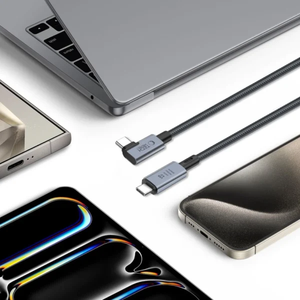 Tech-Protect UltraBoost Max L USB-C 4.0 (straight) / USB-C 4.0 (angled) PD 240W 8K 40Gbps 1.5m Cable - Grayeng