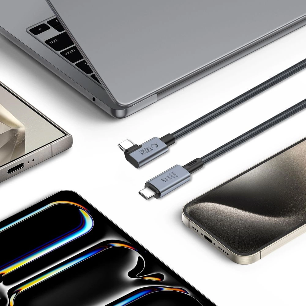 Tech-Protect UltraBoost Max L USB-C 4.0 (straight) / USB-C 4.0 (angled) PD 240W 8K 40Gbps 1.5m Cable - Grayeng
