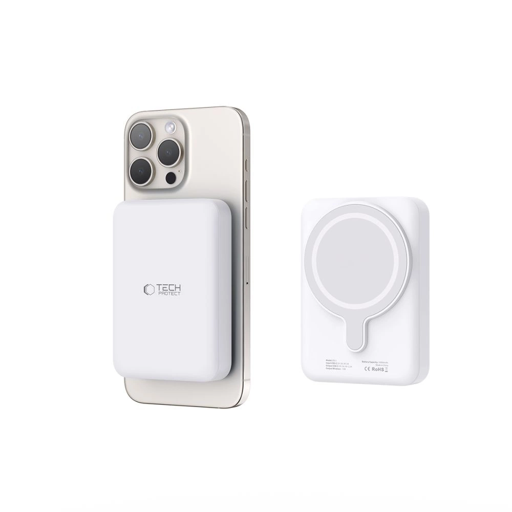 Tech-Protect LifeMag PB11 Powerbank with MagSafe 10000mAh 15W USB-C port - white + USB-C cableeng