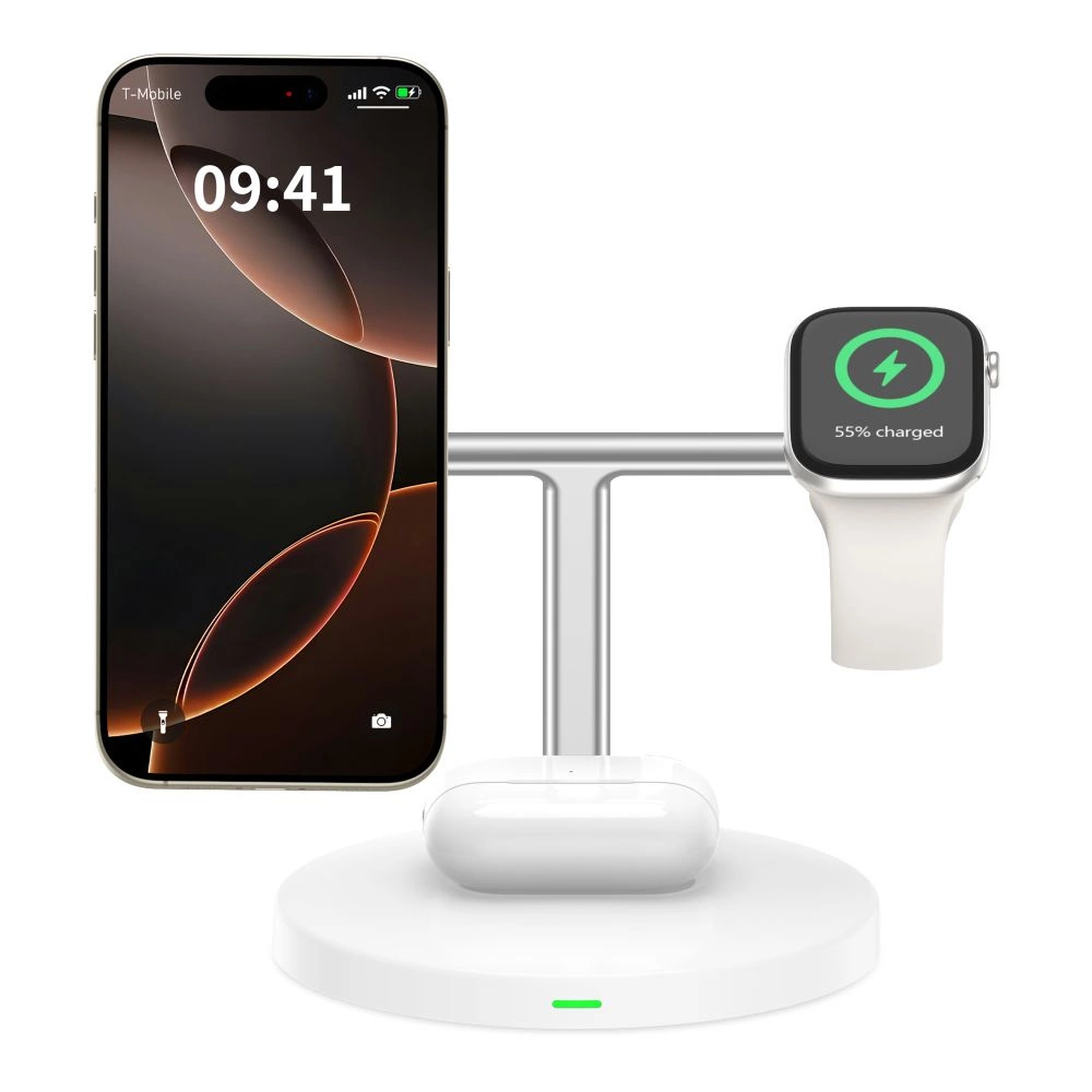 Tech-Protect QI15W-A35 3-in-1 Inductive Charger with MagSafe for Phone / AirPods / Apple Watch - Whiteeng