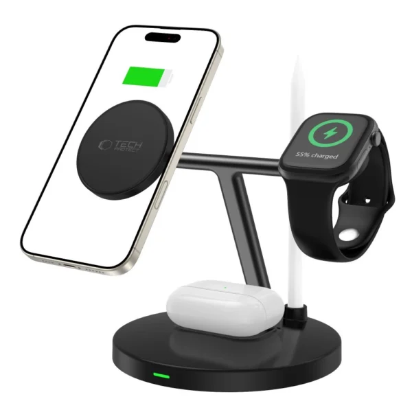Tech-Protect QI15W-A35 3-in-1 Inductive Charger with MagSafe for Phone / AirPods / Apple Watch - Blackeng