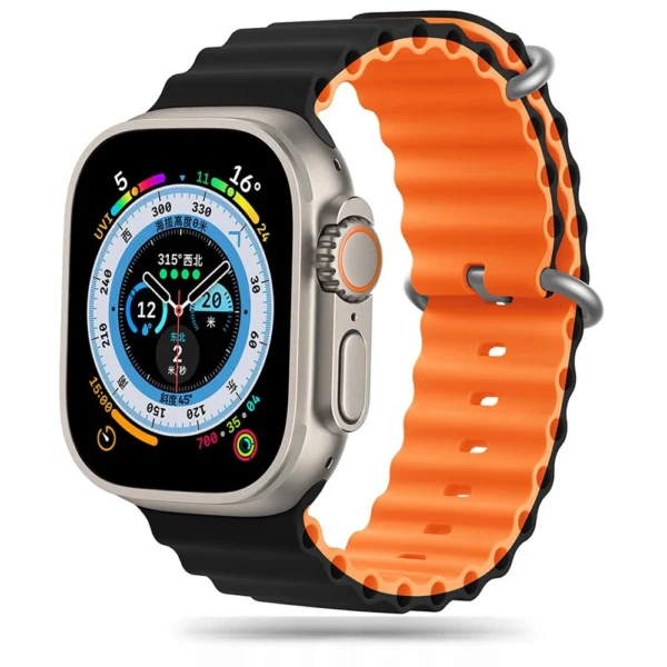 Tech-Protect IconBand Pro Strap for Apple Watch 4 / 5 / 6 / 7 / 8 / 9 / SE / Ultra 1 / 2 (42/44/45/49 mm) - Orange-Blackeng