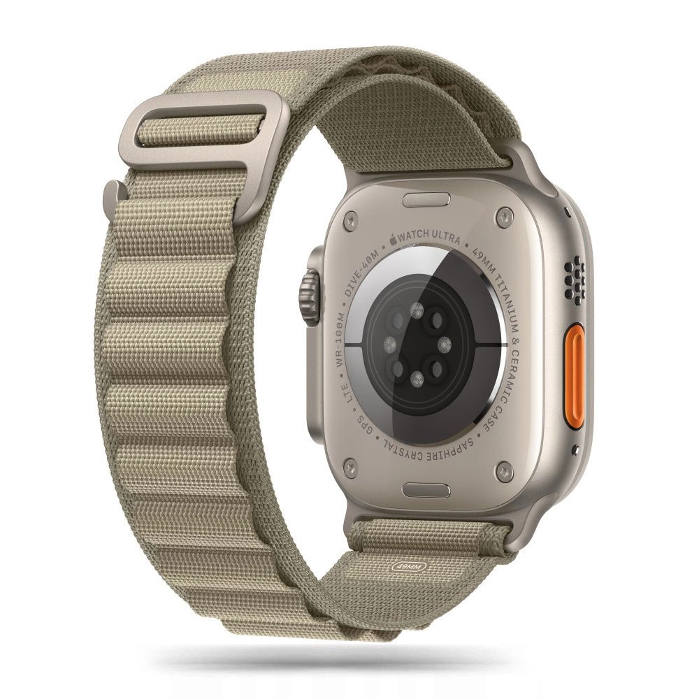 Tech-Protect Nylon Pro Strap for Apple Watch 4 / 5 / 6 / 7 / 8 / 9 / SE / Ultra 1 / 2 (42/44/45/49 mm) - Titanium Oliveeng
